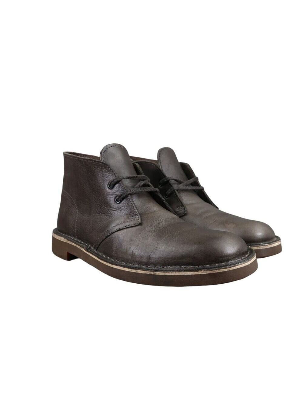 Clarks Shoes Mens 7 Boots Chukka Bushacre Leather Classic Lace Up Casual Taupe